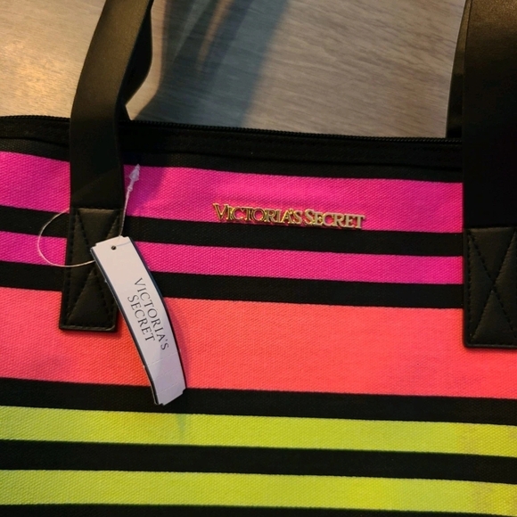 *NWT* Victoria's Secret Multicolor Striped Tote Bag - Picture 3 of 6